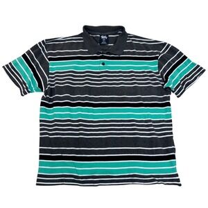 Blue Gear Men 4XL Striped Polo Shirt Short Sleeve Cotton Teal Grey White Dadcore